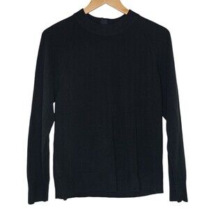 Judy Bond Black Soft Acrylic Mock Neck Long Sleeve Sweater Women's Petite Large